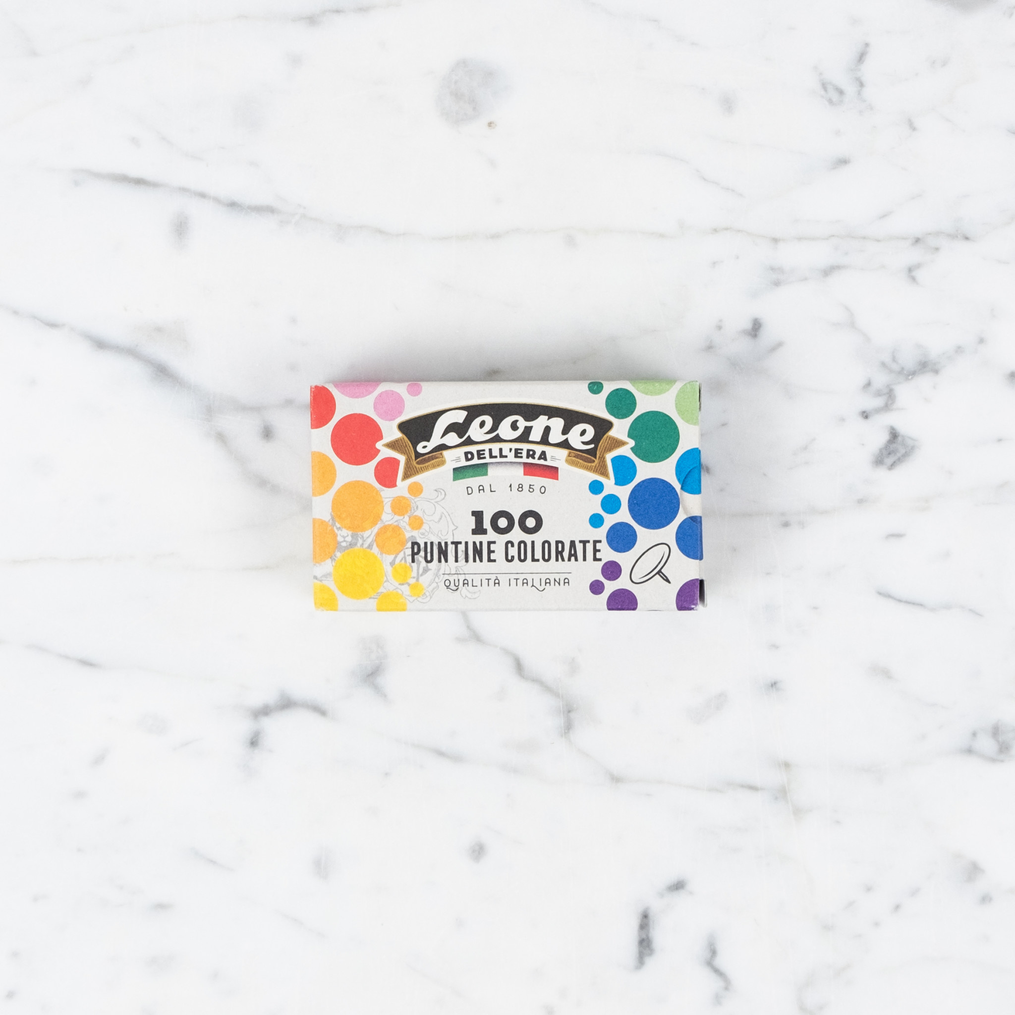 Leone Dell’Era Leone Pushpins - Assorted Rainbow Colors - 100 Count