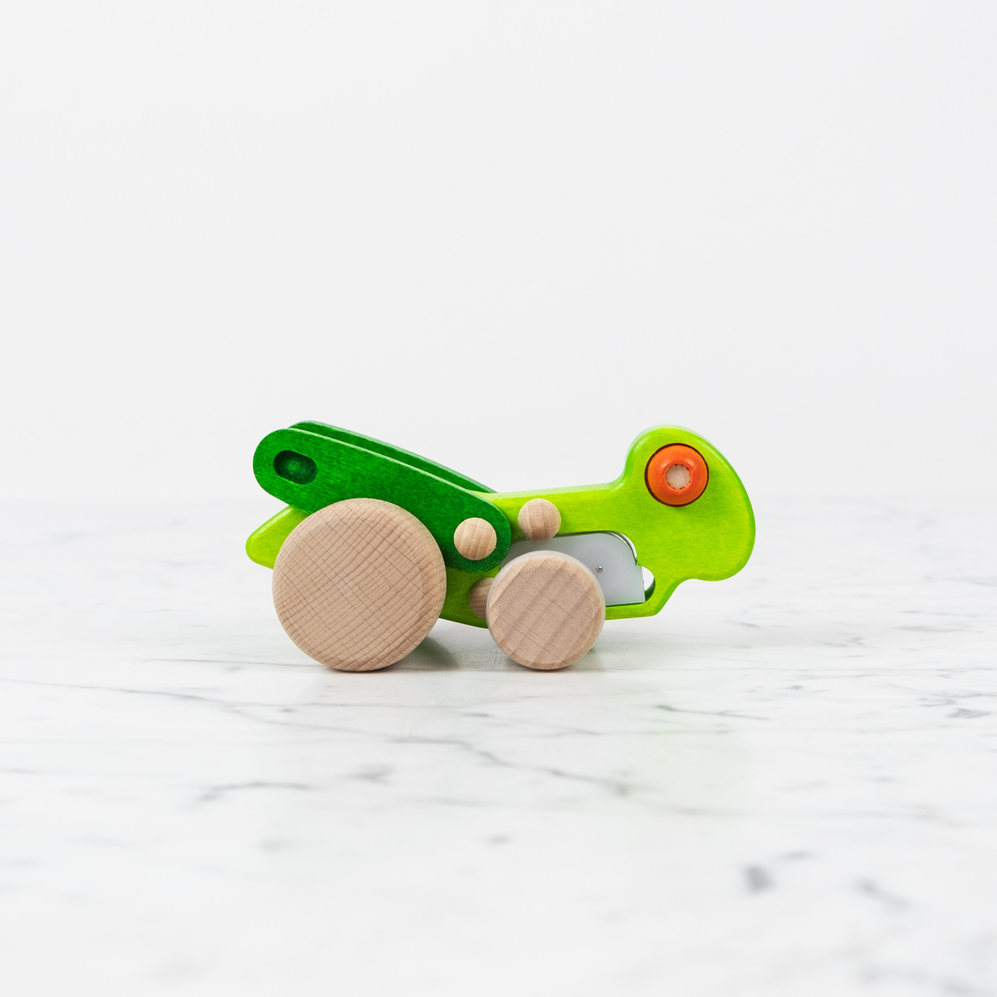 Wooden Pullback Toy - Green Cicada or Grasshopper