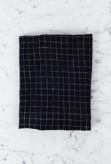 French Linen Pillow - Black with White Grid Checks