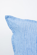 French Linen Pillow - Light Blue Pajama Stripe