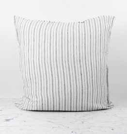 French Linen Pillow - Beige + Black Pajama Stripes
