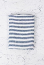 French Linen Pillow - Thick Duck Blue + White Stripe