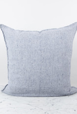 French Linen Pillow - Navy Blue + White Stripe
