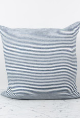 French Linen Pillow - Thick Duck Blue + White Stripe