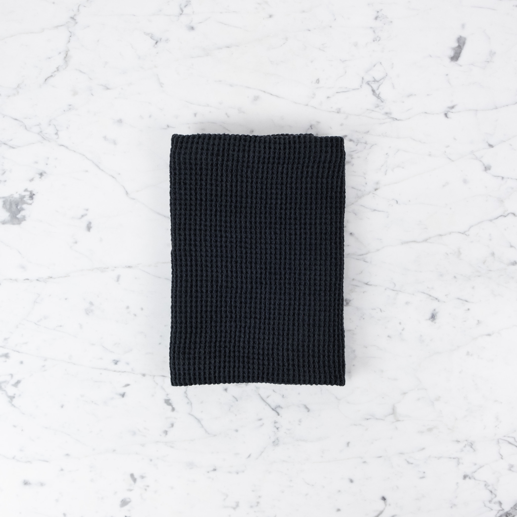 Linge Particulier French Linen + Cotton XL Waffle Hand Towel - Black - 20 x 32"