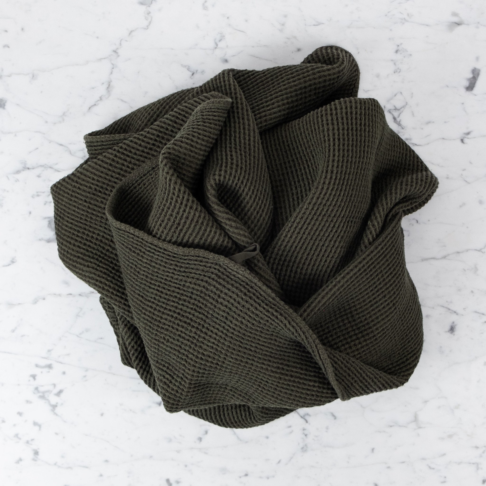 French Linen + Cotton XL Waffle Bath Towel - Black - 40 x 62