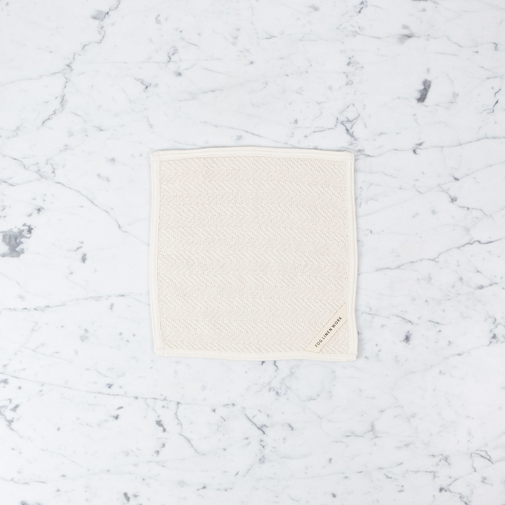 Ivory Herringbone Cotton Towel - Washcloth-10x10"