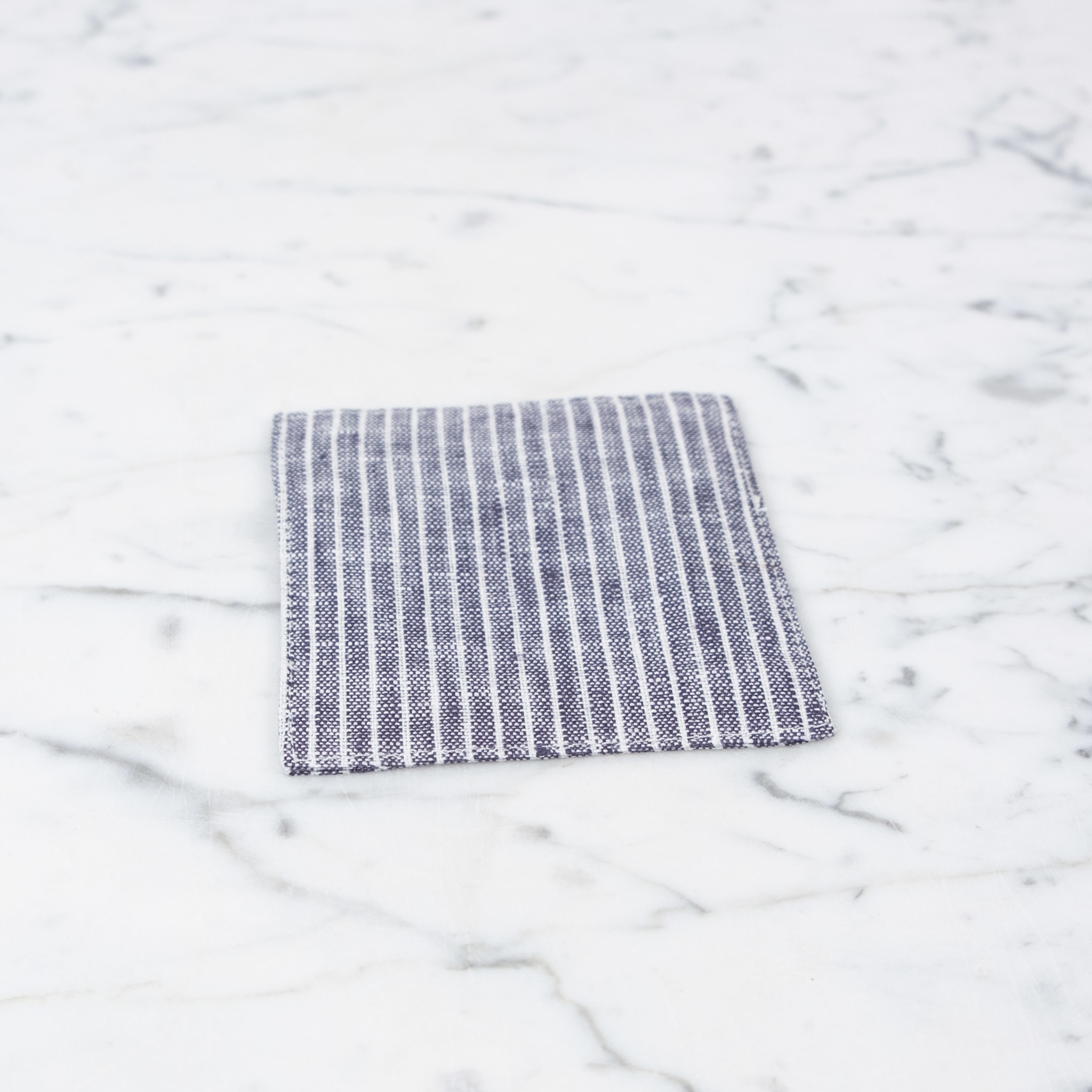 Lithuanian Linen Coaster - Grey + White Stripe