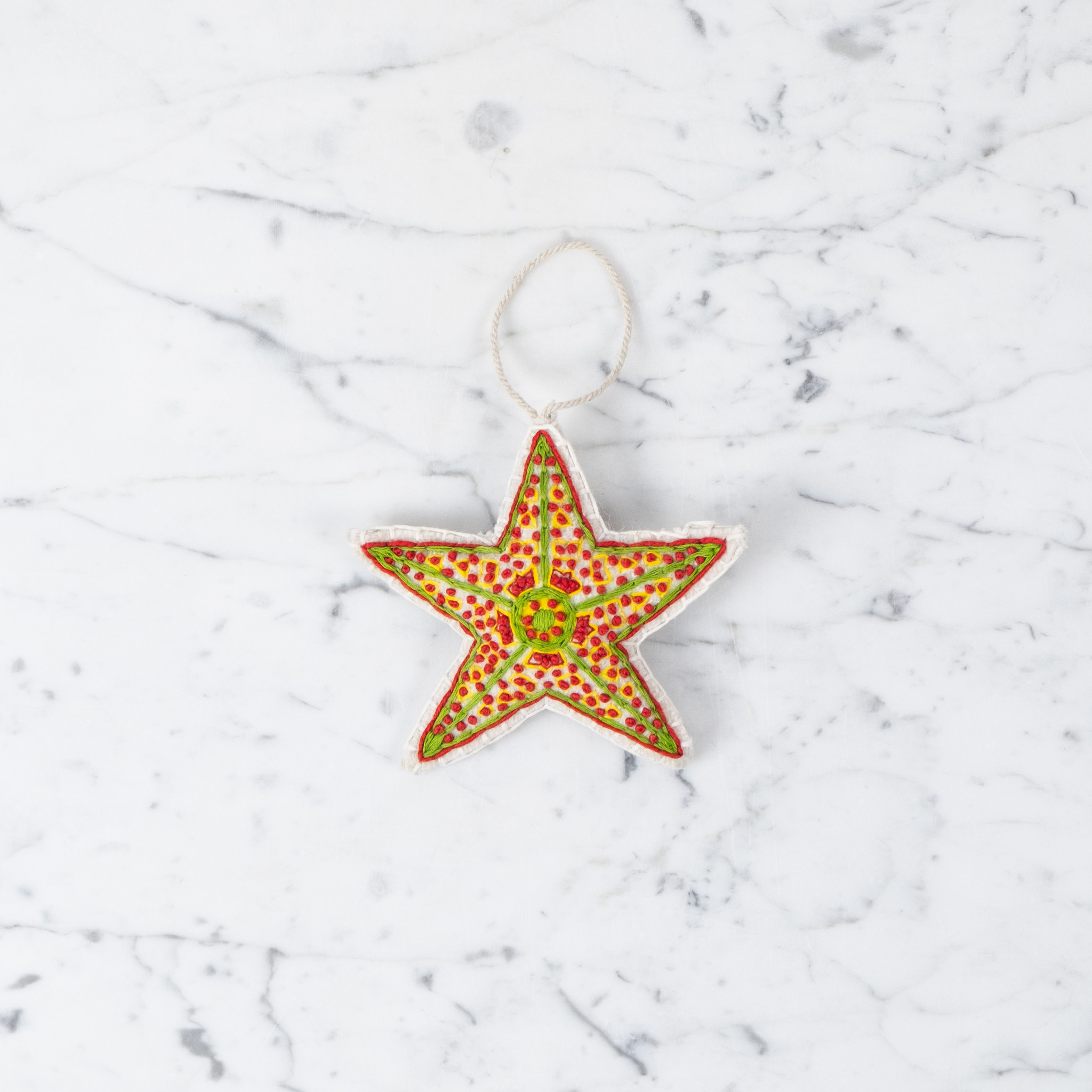 Handcrafted Twinkle Felt Star Ornament - Cream