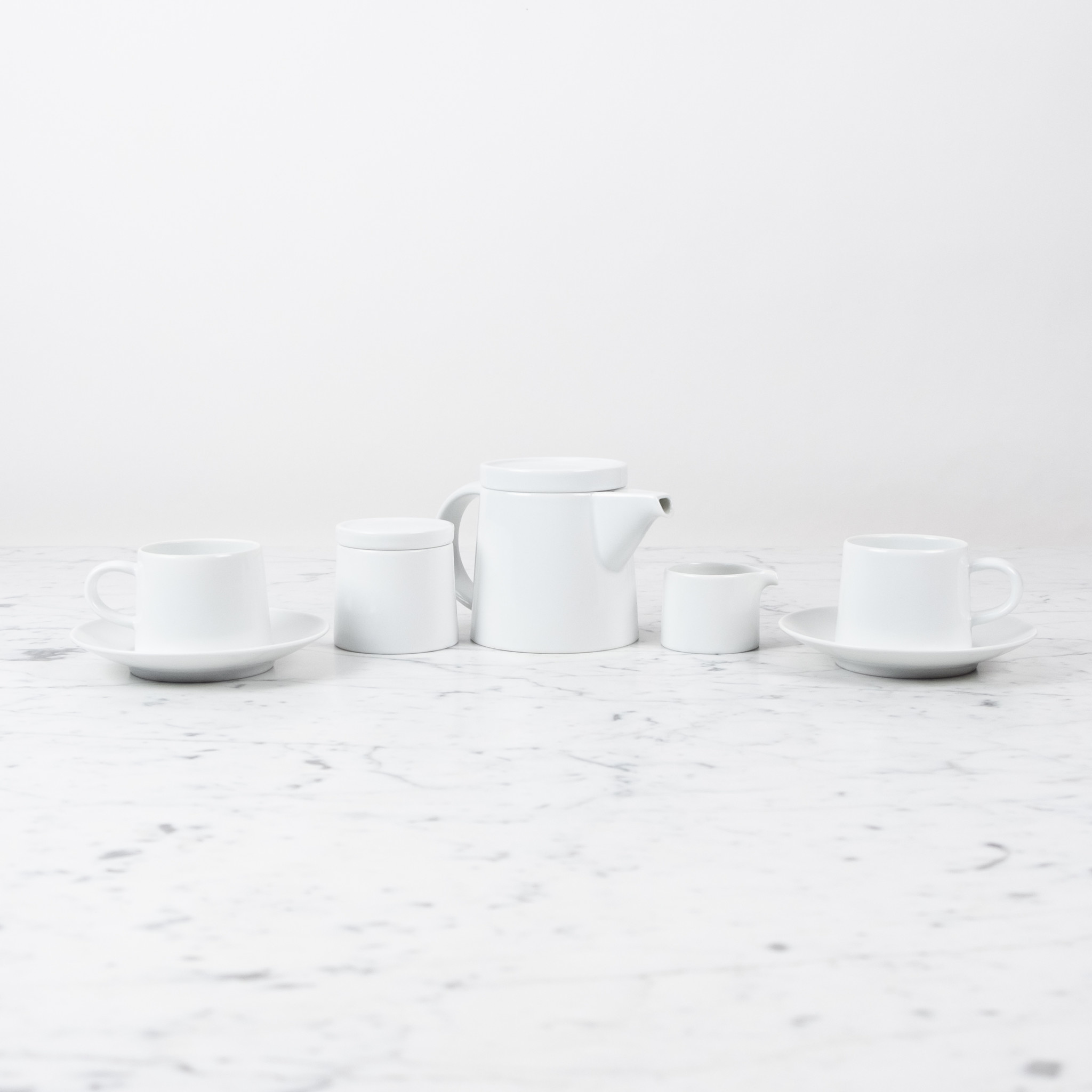 M-Type Coffee Set - Teapot - Coffee Cup - Sugar Pot - Creamer - White