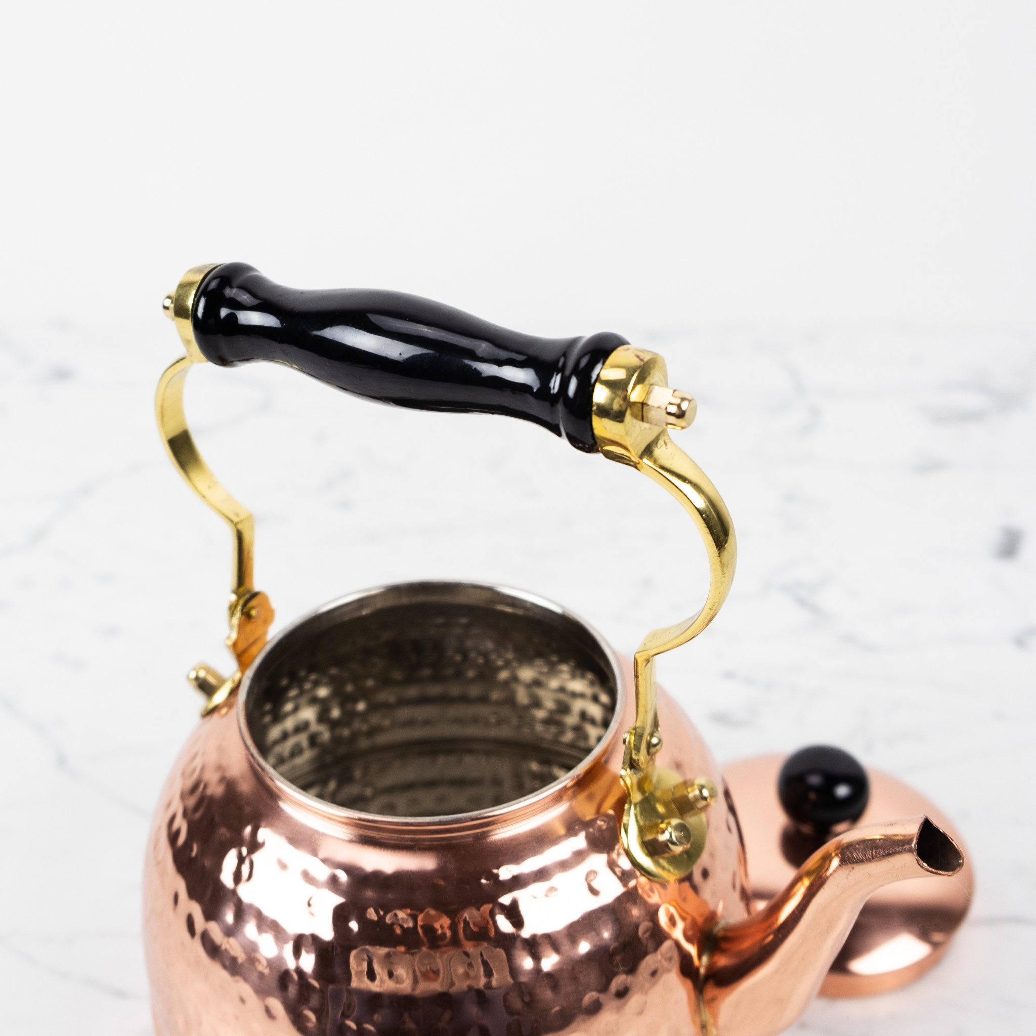 Hammered Copper Tea Kettle with Wood Handle