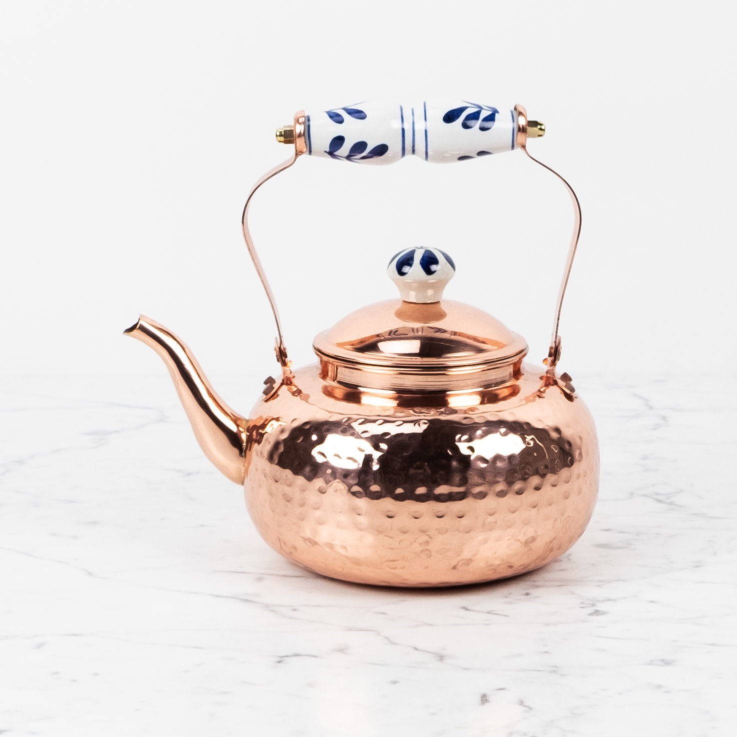 copper tea kettle with ceramic handle