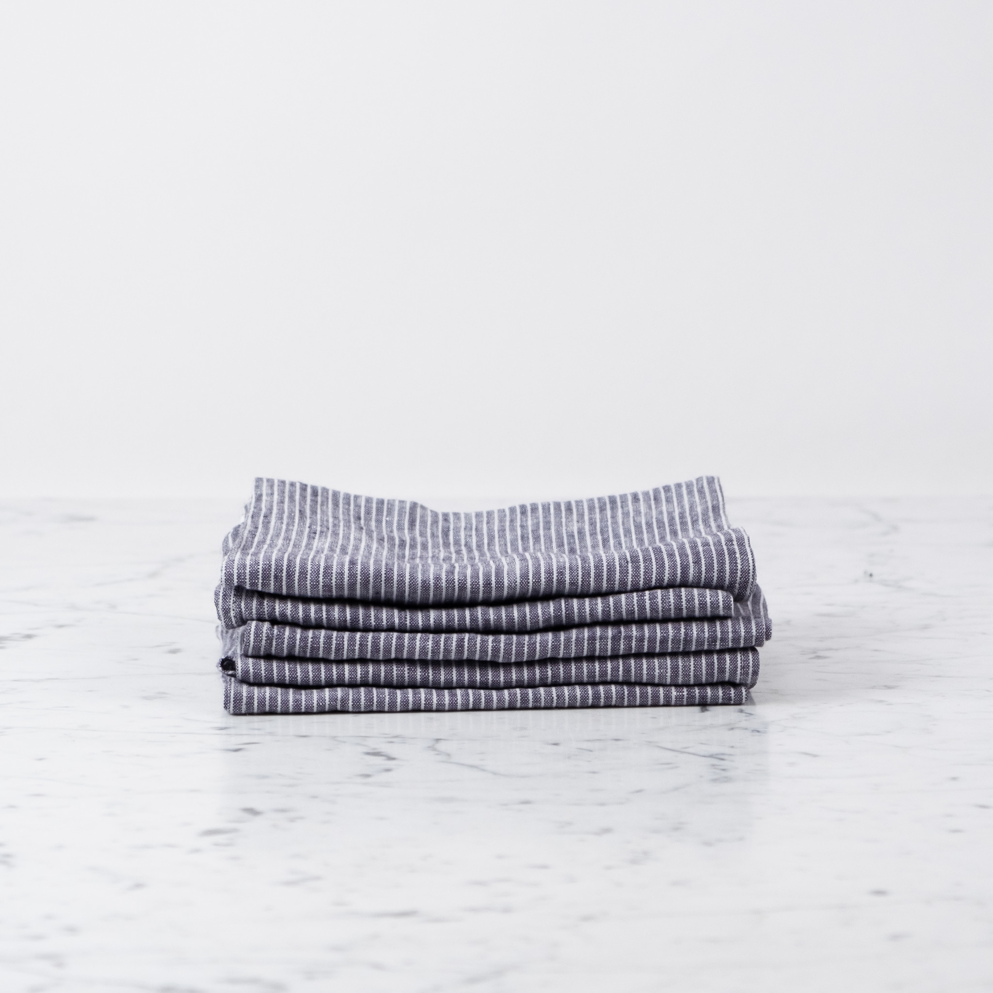 Lithuanian Linen Kitchen Cloth - Grey + White Stripe
