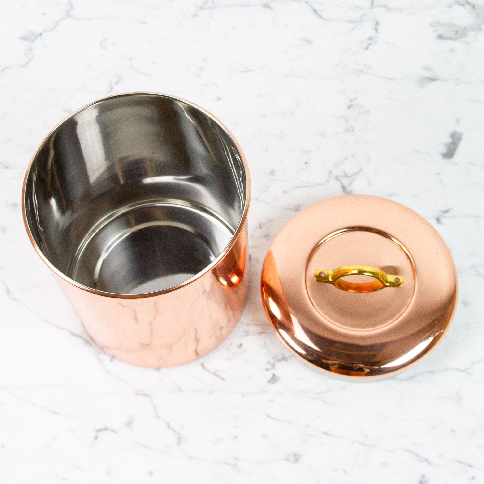 Copper Canister Brass Handle 4qt - Large - 7.5"