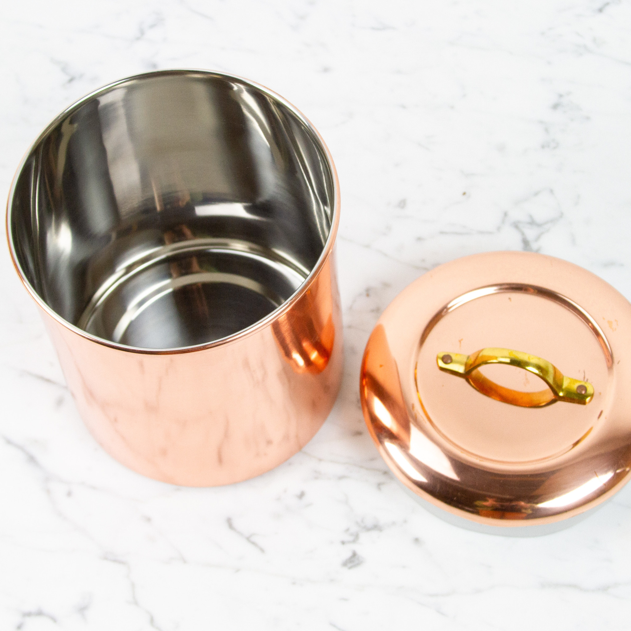 Copper Canister Brass Handle 2qt - Medium - 6.5"