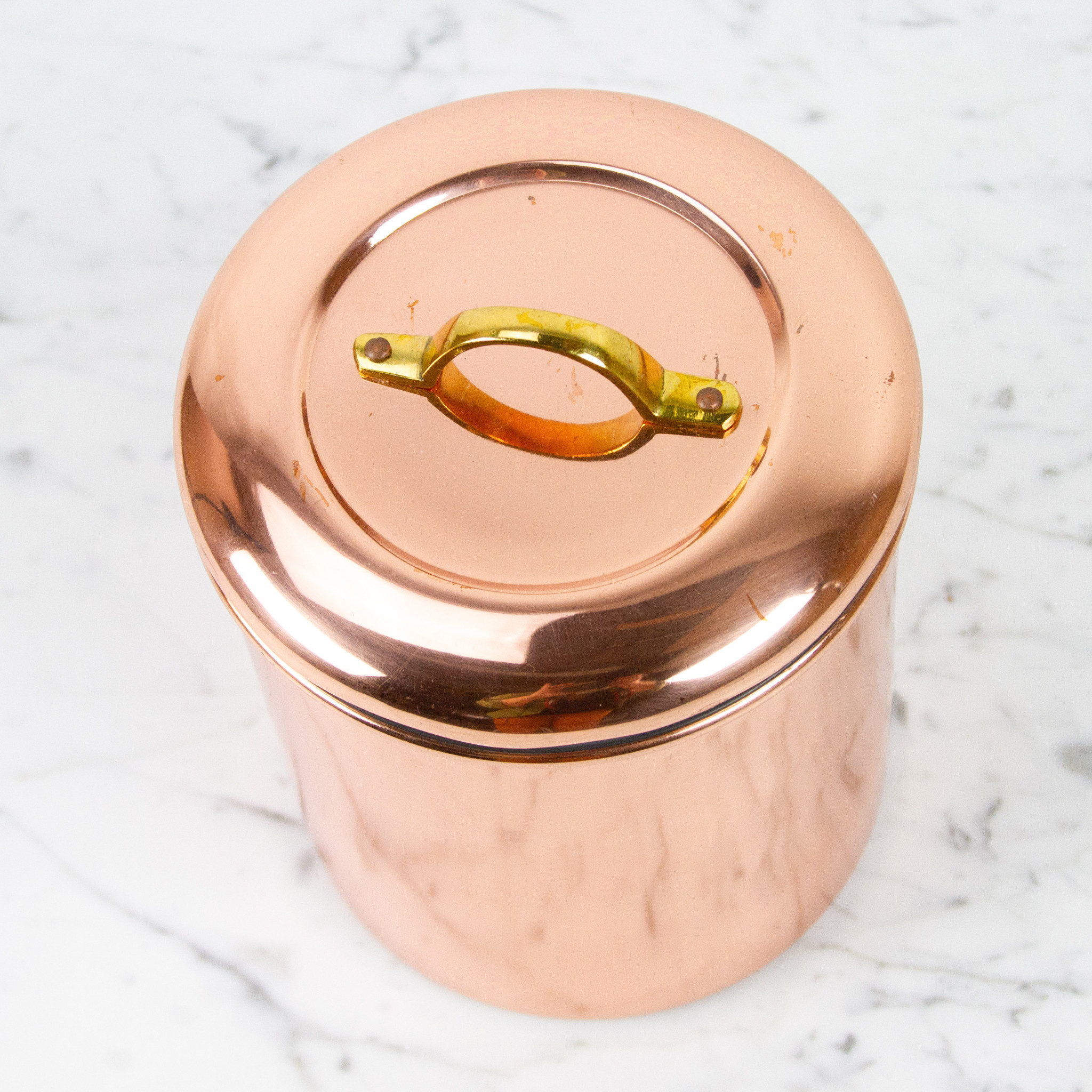 Copper Storage Canister Brass Handle - Medium - 6.5"
