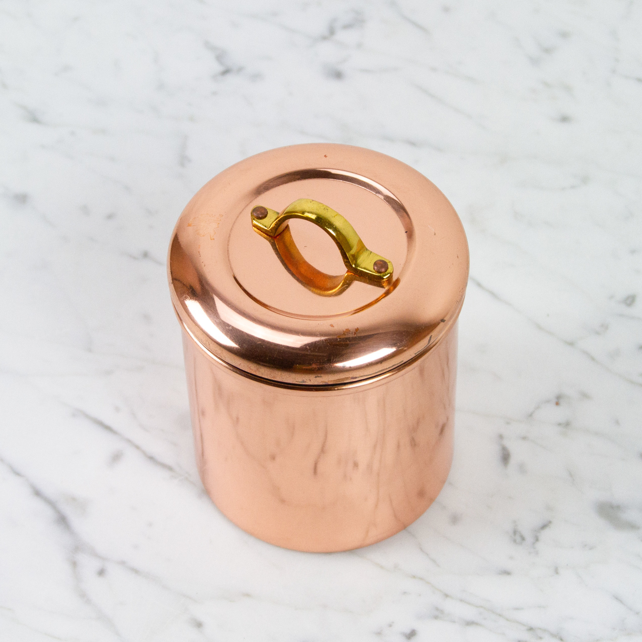 Copper Canister Brass Handle 1qt Extra Small - 4.75"