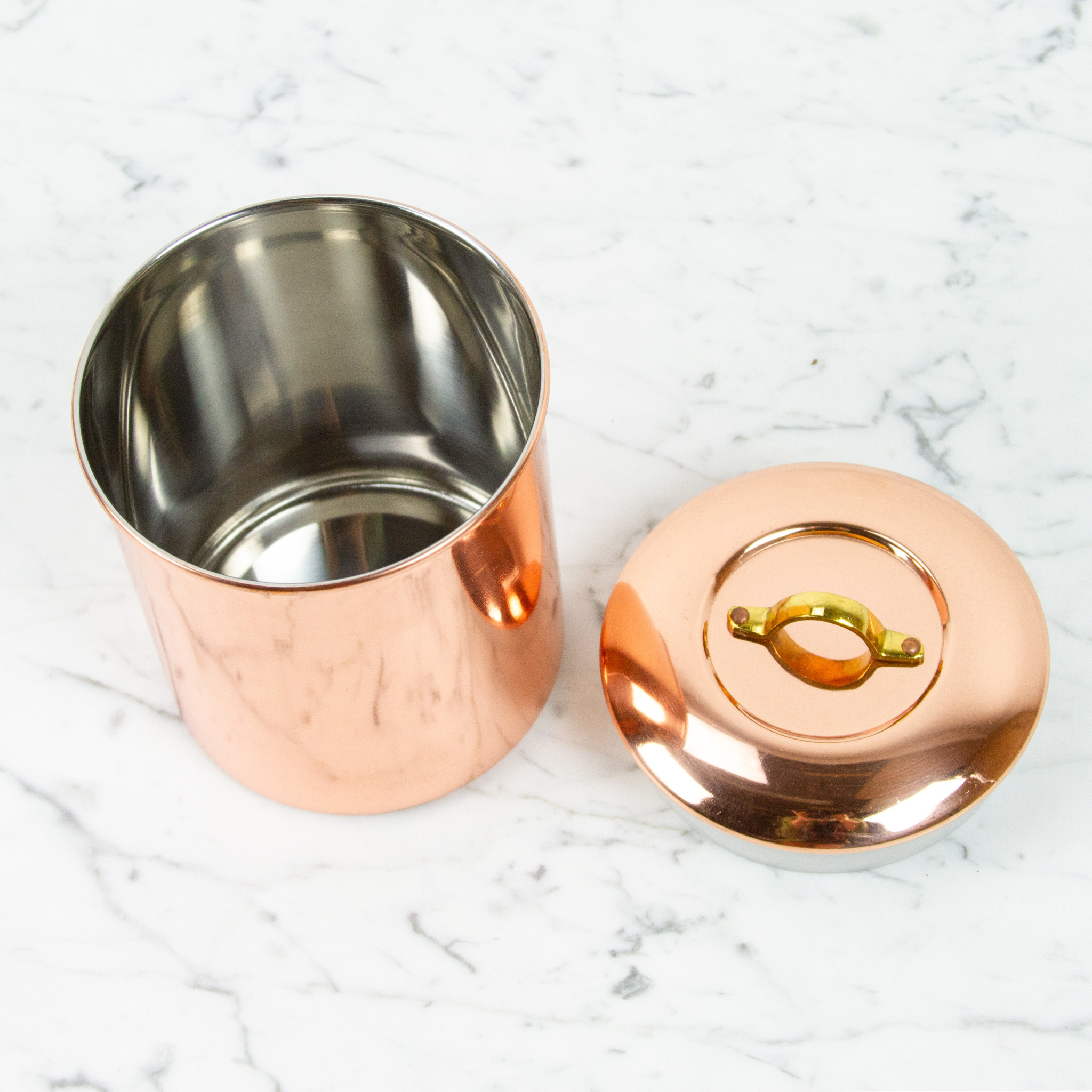 Copper Canister Brass Handle 1qt Extra Small - 4.75"