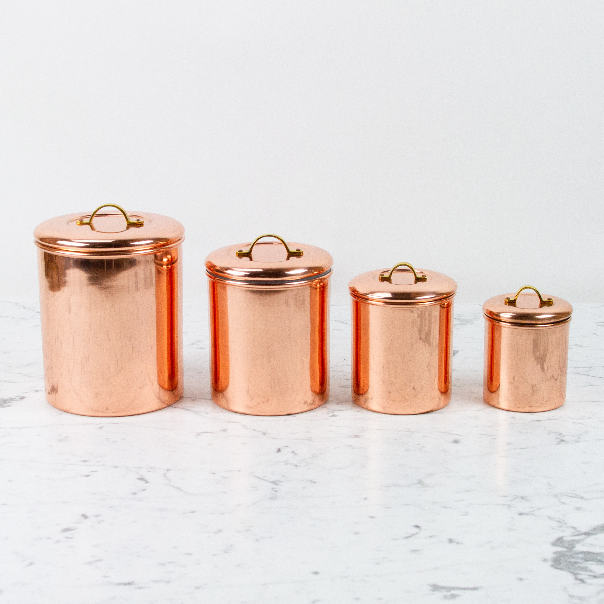 Copper Canister Brass Handle 1qt Extra Small - 4.75"