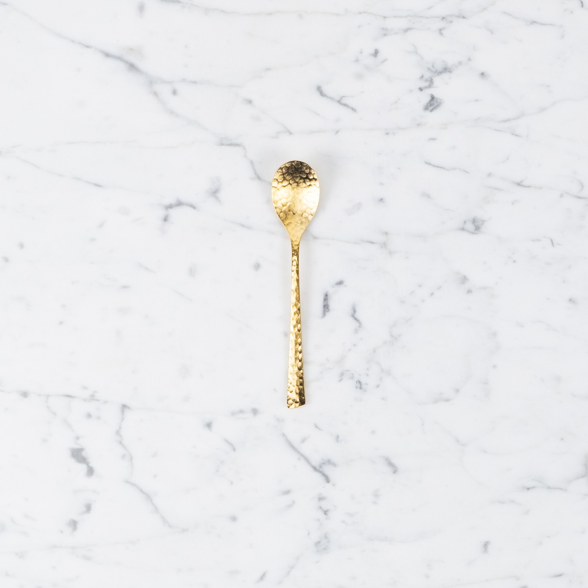 Japanese Hammered Steel Tea Spoon - Gold - 5.25"