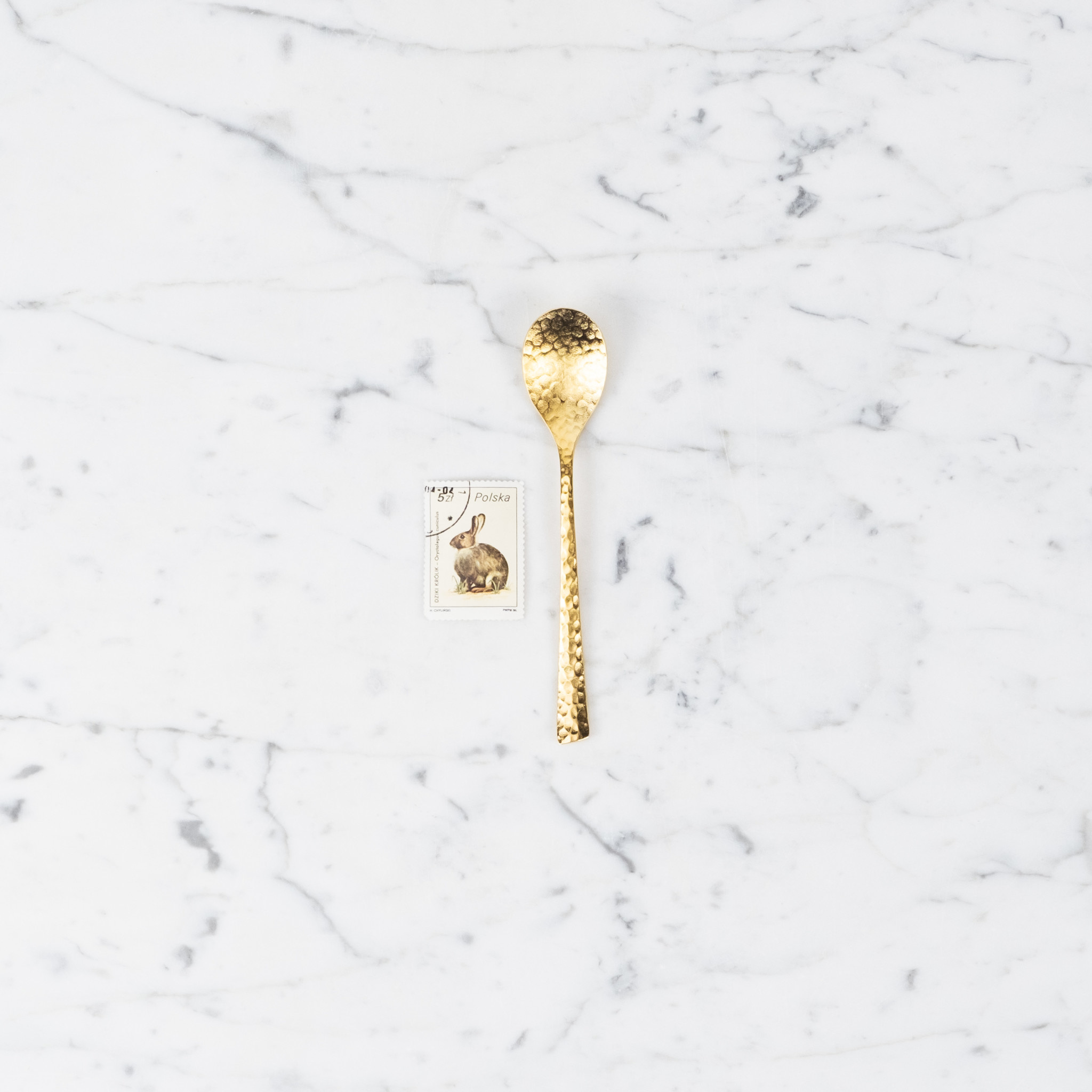 Japanese Hammered Steel Tea Spoon - Gold - 5.25"