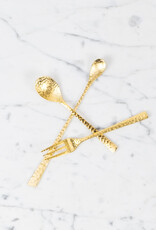 Japanese Hammered Steel Tea Spoon - Gold - 5.25"