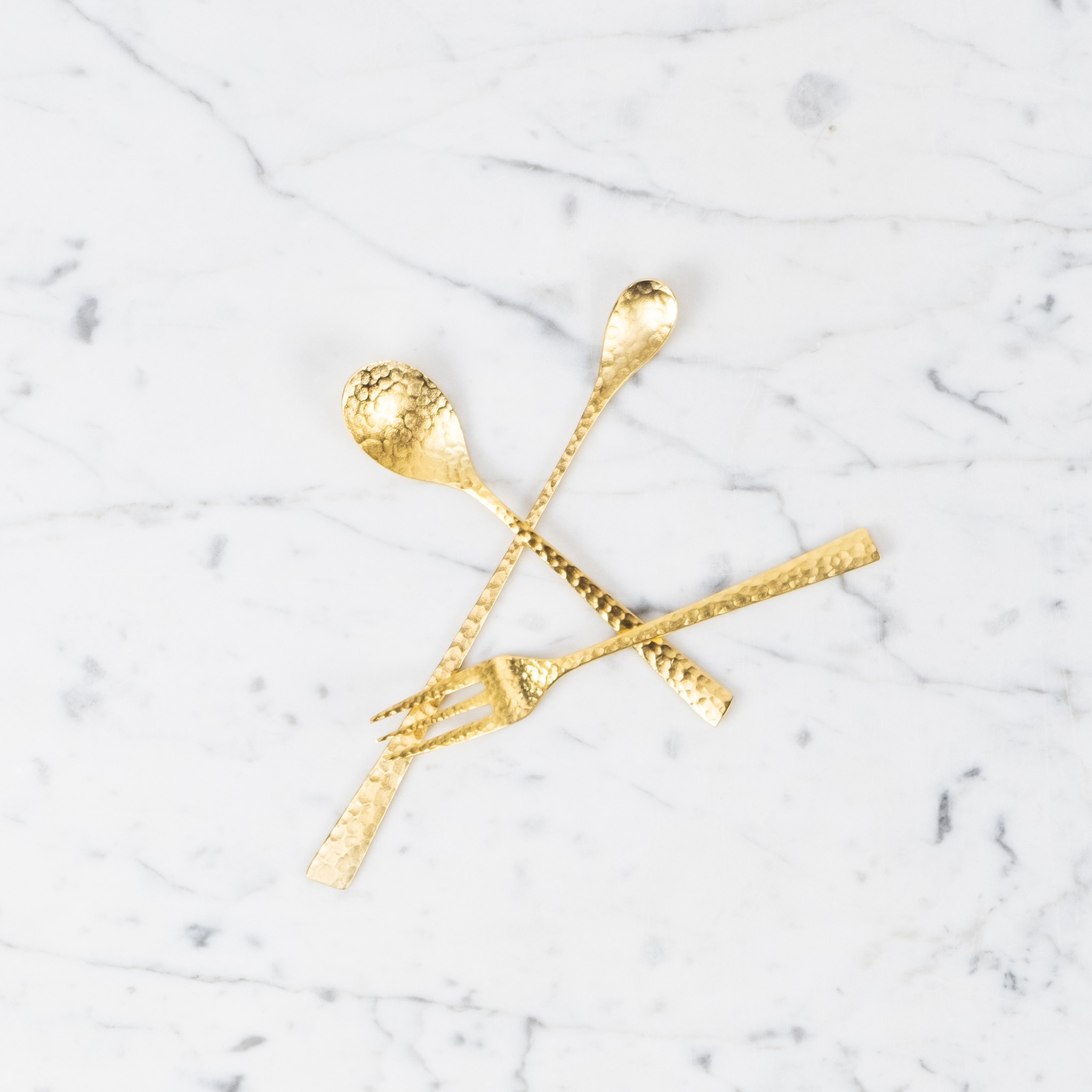 Japanese Hammered Steel Tea Spoon - Gold - 5.25"