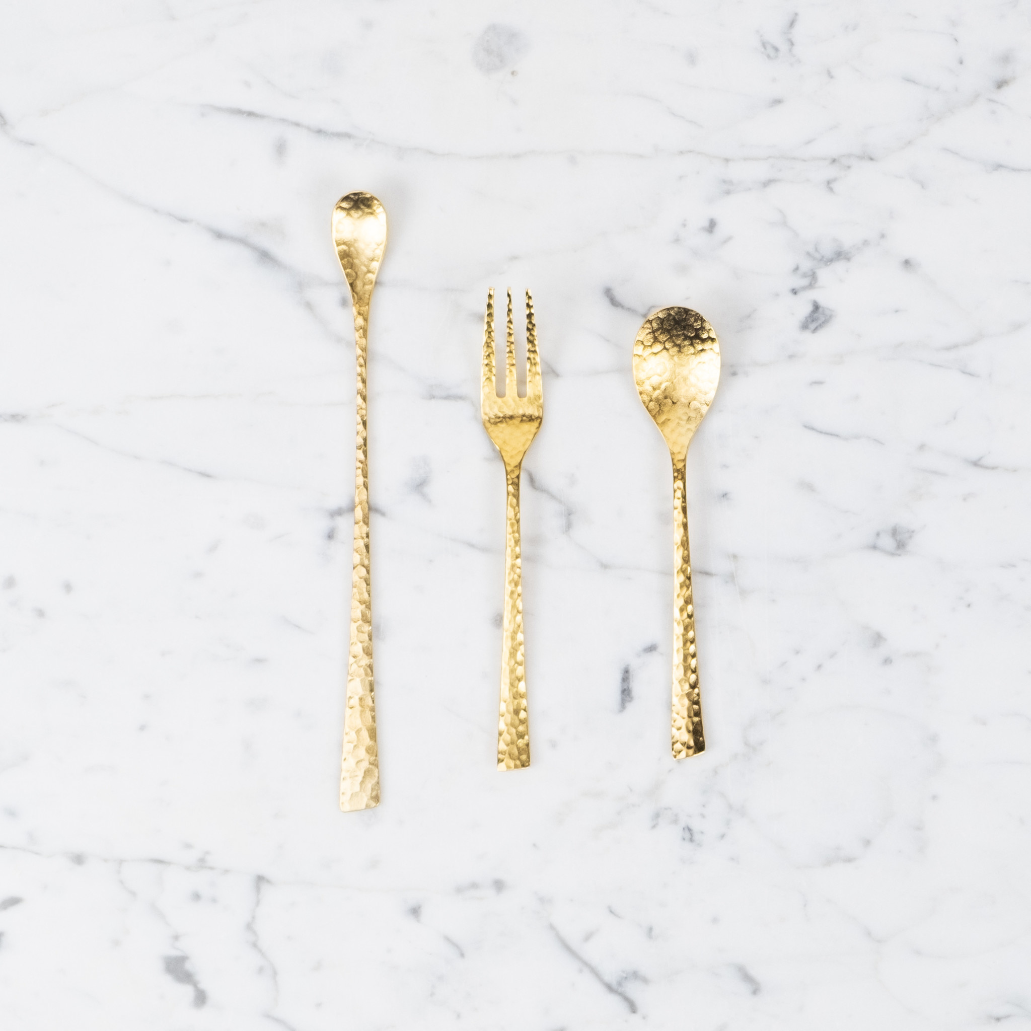 Japanese Hammered Steel Tea Spoon - Gold - 5.25"