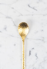 Japanese Hammered Steel Tea Spoon - Gold - 5.25"