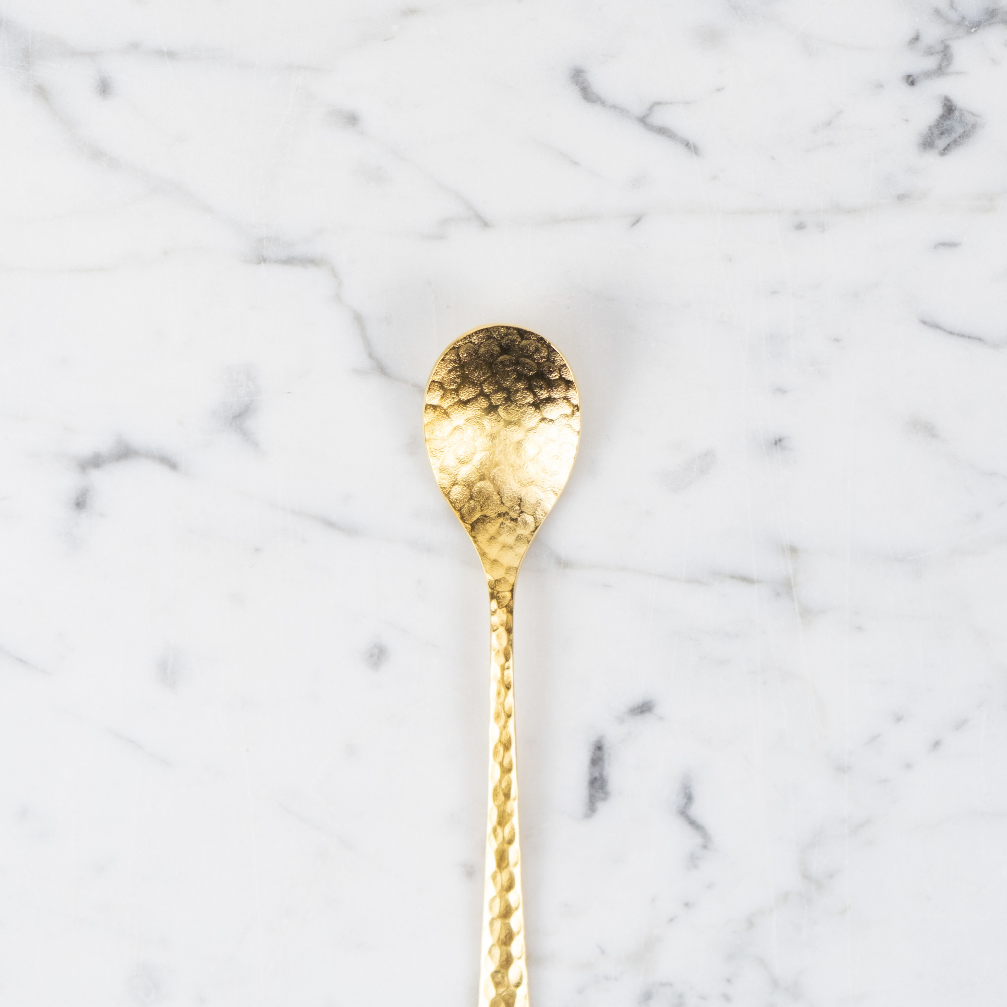 Japanese Hammered Steel Tea Spoon - Gold - 5.25"