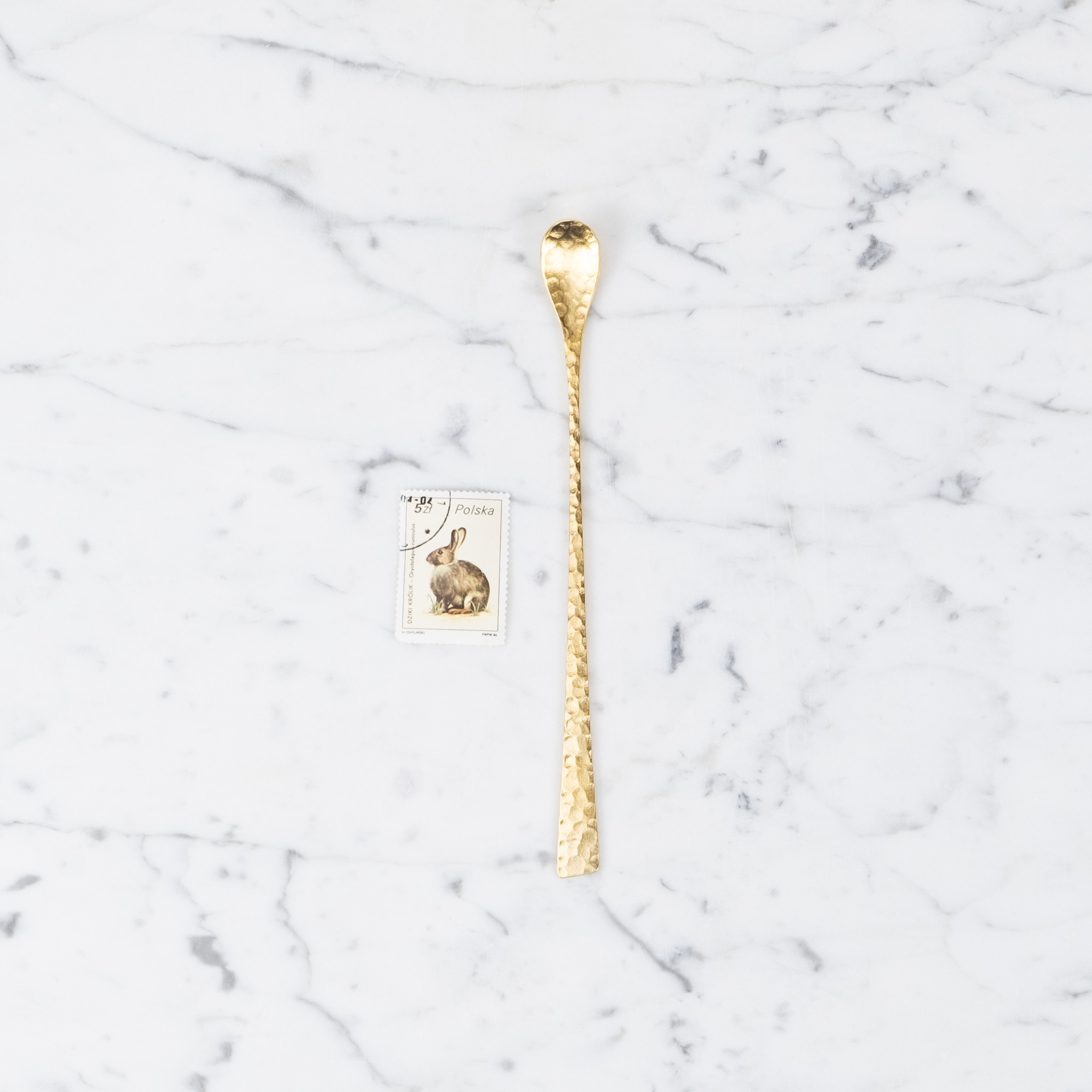 Japanese Hammered Steel Muddler Spoon - Gold - 7.25"