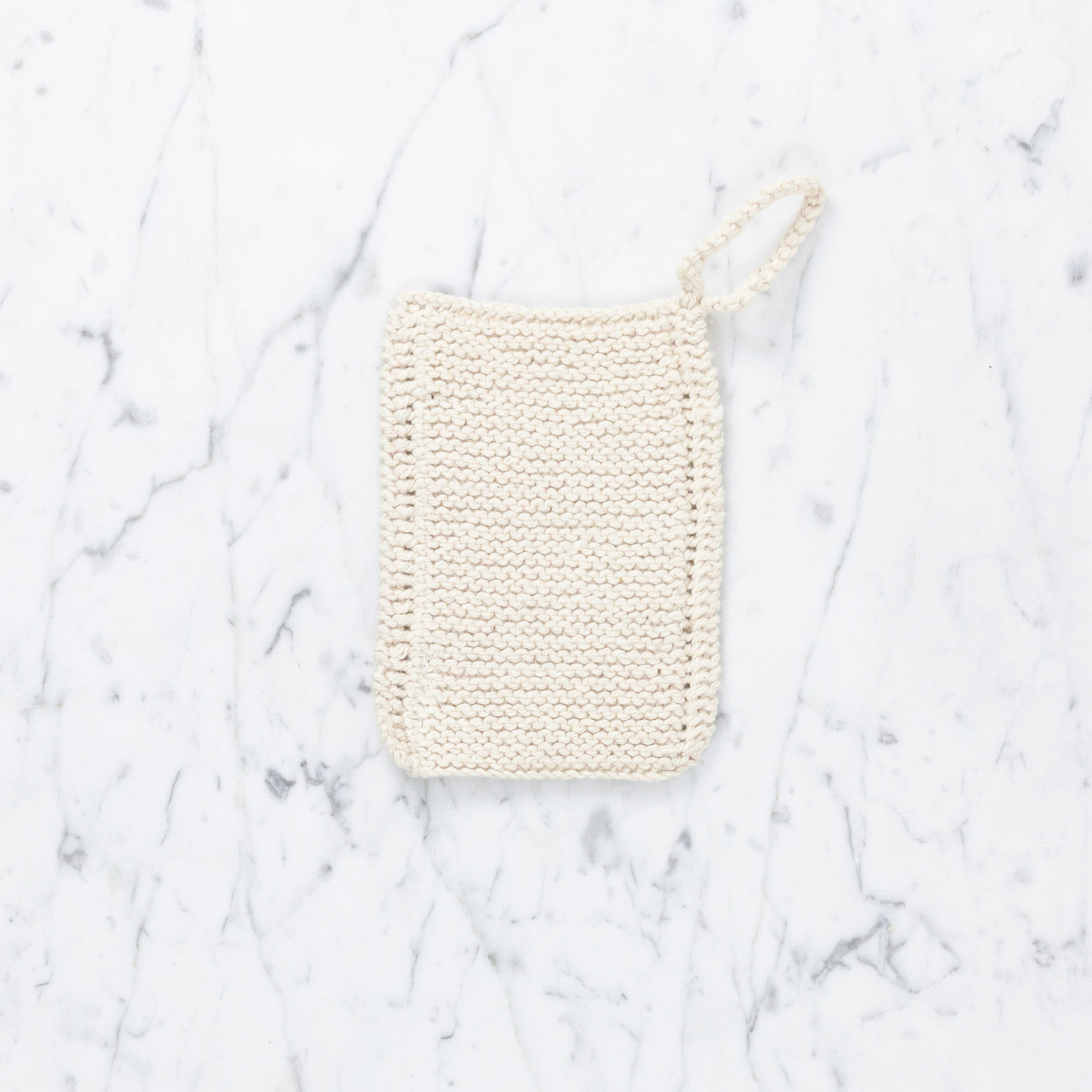 Hand Knit Small Scrubbing Pad with Loop - Organic Cotton