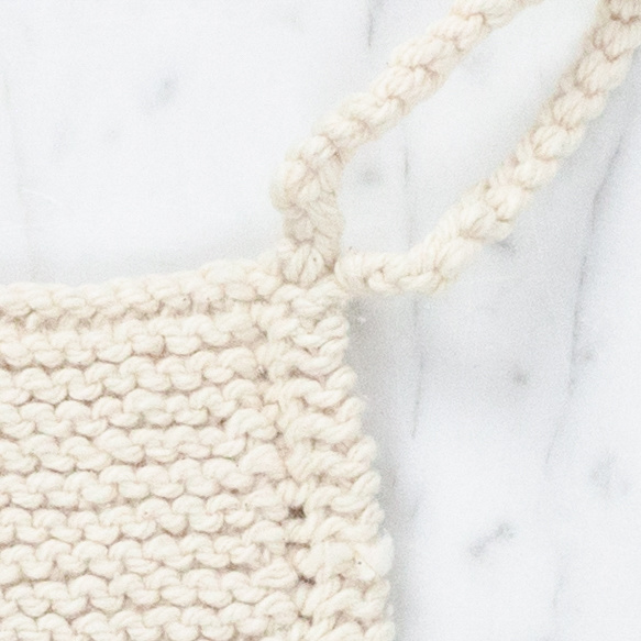 Hand Knit Small Scrubbing Pad with Loop - Organic Cotton