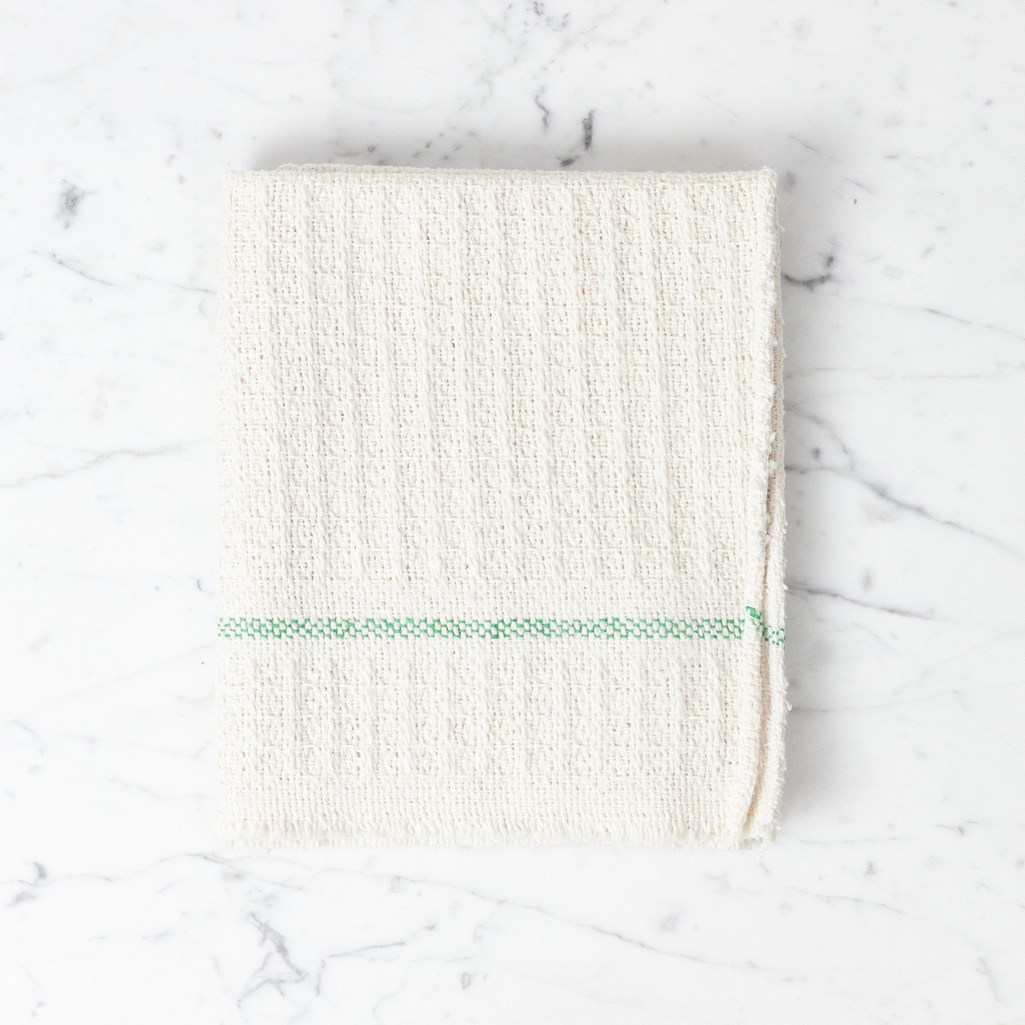 Swedish Recycled Cotton Waffle Weave Cleaning Dish Cloth with Green Stripe  22 x 18 - The Foundry Home Goods