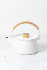 White Enamel Kettle with Top Handle