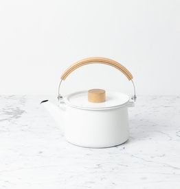 White Enamel Kettle with Top Handle