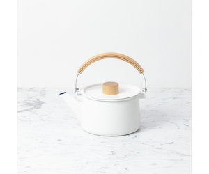 White Enamel Kettle with Top Handle - The Foundry Home Goods
