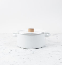 White Enamel Cooking Pot with Lid