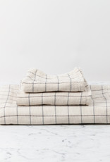 Japanese Grid Check Graph Towels - Earl Grey