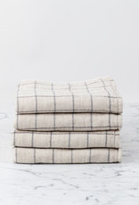 Japanese Grid Check Graph Towels - Earl Grey