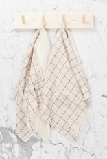 Japanese Grid Check Graph Towels - Earl Grey