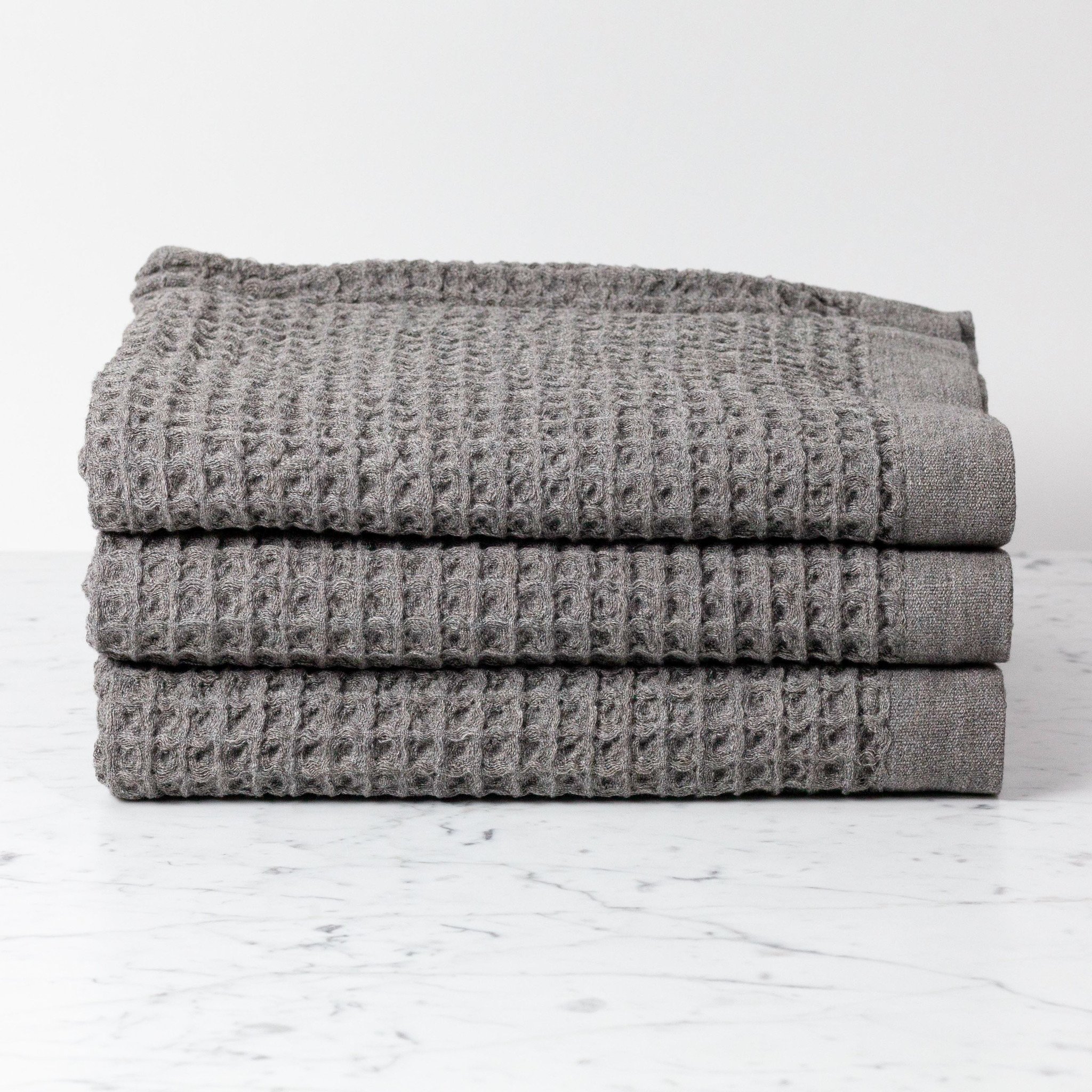 Japanese Lattice Waffle Towels - Brown - The Foundry Home Goods