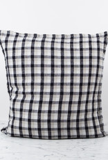 French Linen Pillow - School Check -  with Down Insert 20"