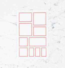 Blank Perforated Stamp Label Sheet - Red - Square Corners