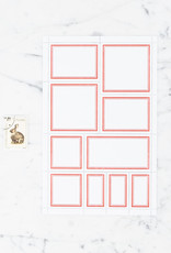 Blank Perforated Stamp Label Sheet - Red - Square Corners