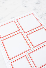 Blank Perforated Stamp Label Sheet - Red - Square Corners