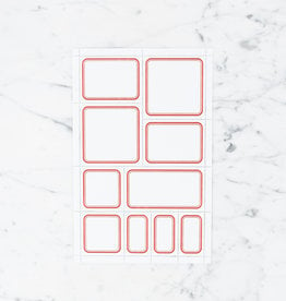 Blank Perforated Stamp Label Sheet - Red - Round Corners
