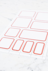 Blank Perforated Stamp Label Sheet - Red - Round Corners