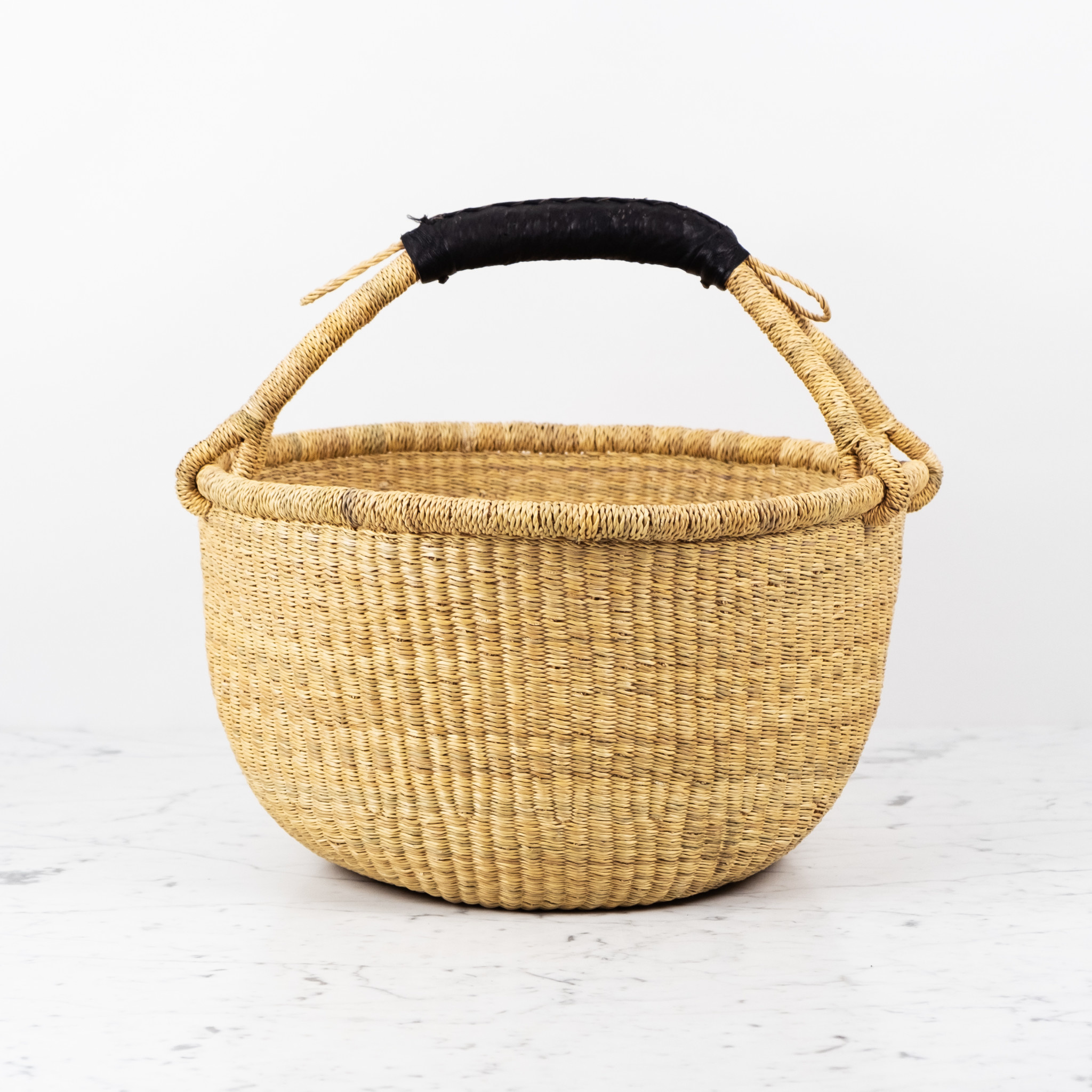 Bolga Baskets Natural Grass Bolga Shopper Basket with Handle - 15" x 18"
