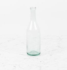 Handblown Mexican Recycled Glass Bottle - Clear - 12 in.